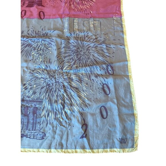 Worth Multicolor Silk Scarf With 2000 Fireworks & Landmarks Design - Picture 2 of 4